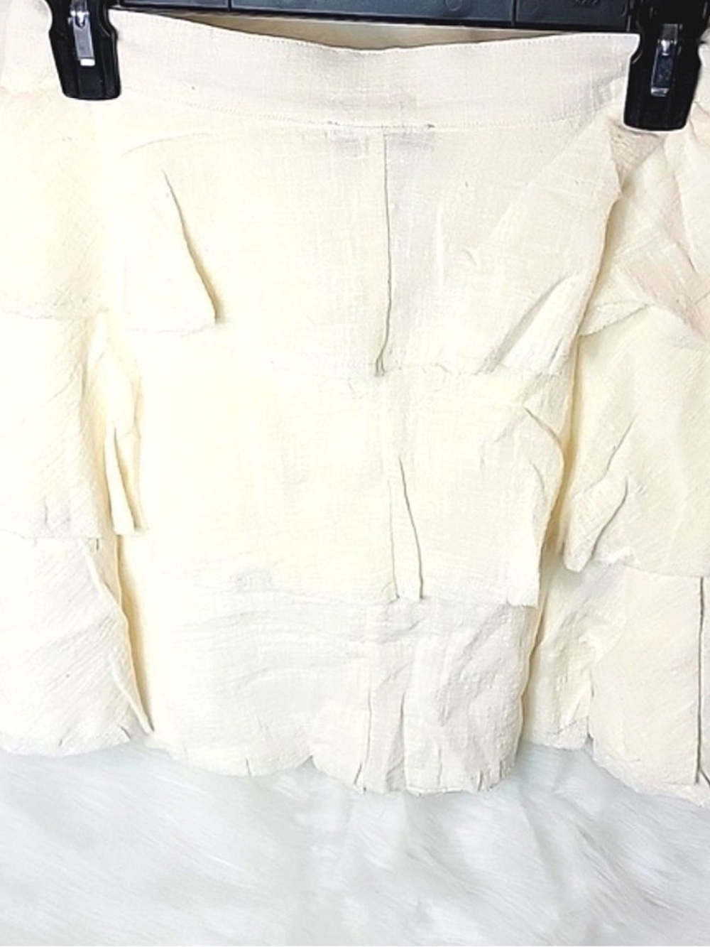Very J Ivory Ruffle Button-Front Mini Skirt - Picture 3 of 6